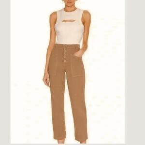 Pistola Tammy‎ High Waist Utility Pants Exposed Button Fly Sz 26 in Oak Cropped